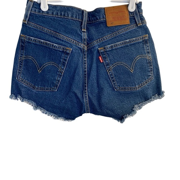 Levi's 501 Premium Denim Blue Cut Off's Medium Wash Jean Shorts Sz 26 - Picture 3 of 11